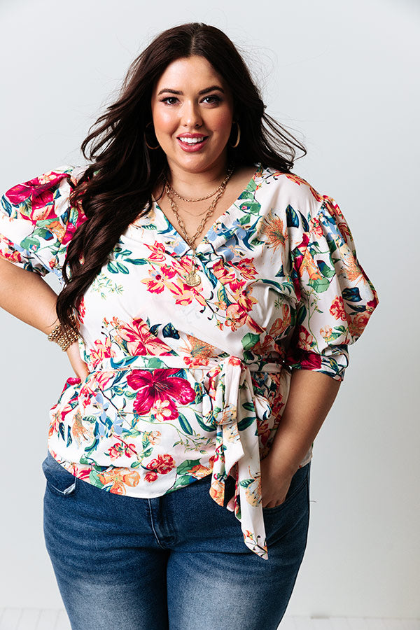 Bayside Brunch Wrap Top  Curves-Beginning Fashion