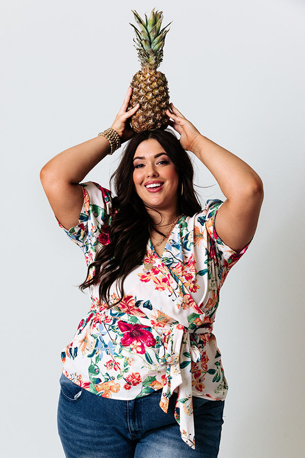 Bayside Brunch Wrap Top  Curves-Beginning Fashion