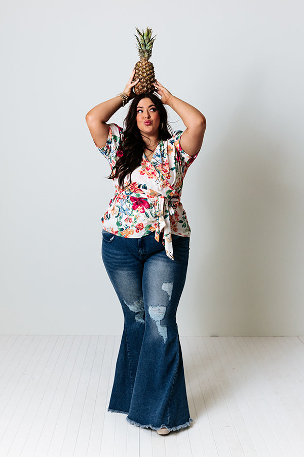 Bayside Brunch Wrap Top  Curves-Beginning Fashion