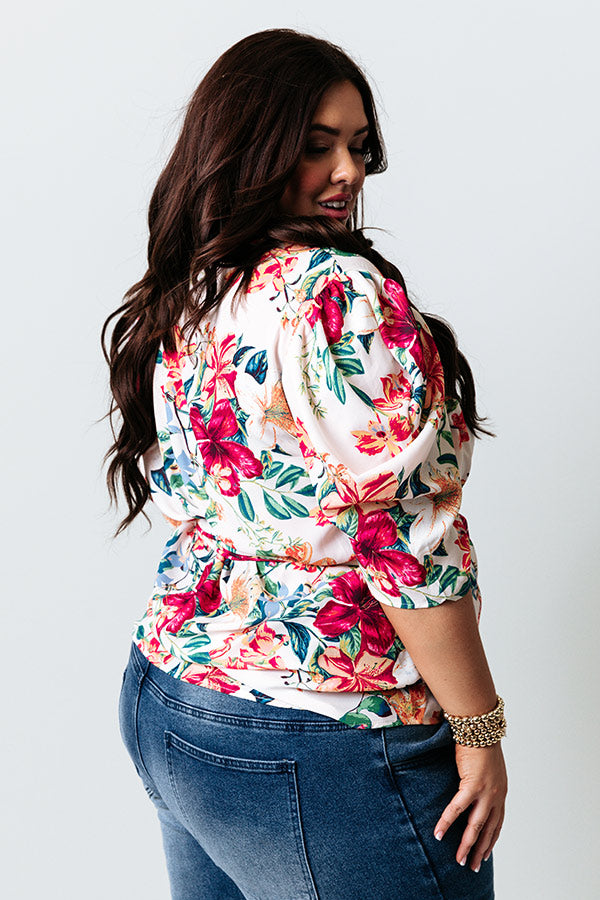 Bayside Brunch Wrap Top  Curves-Beginning Fashion