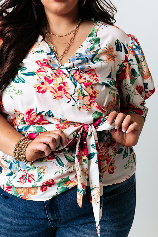 Bayside Brunch Wrap Top  Curves-Beginning Fashion