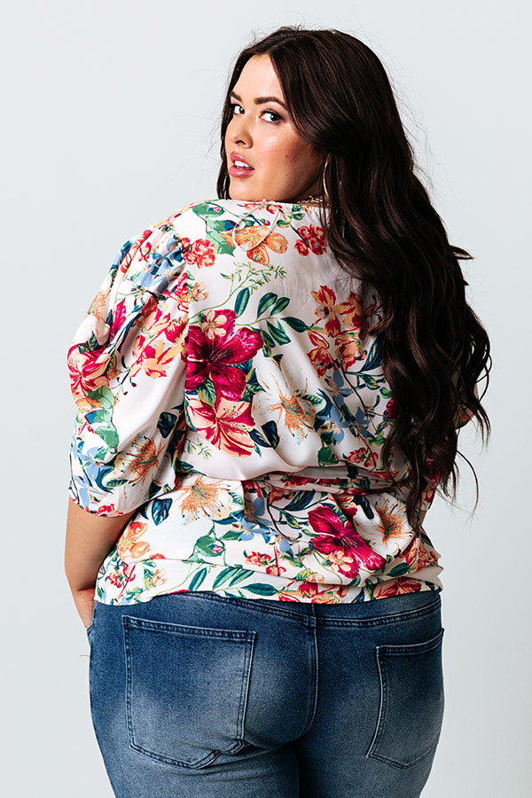 Bayside Brunch Wrap Top  Curves-Beginning Fashion