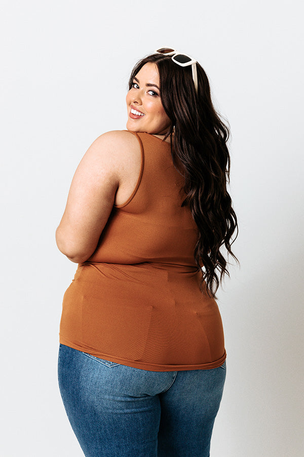 Basic Instincts Seamless Tank In Copper Curves-Beginning Fashion