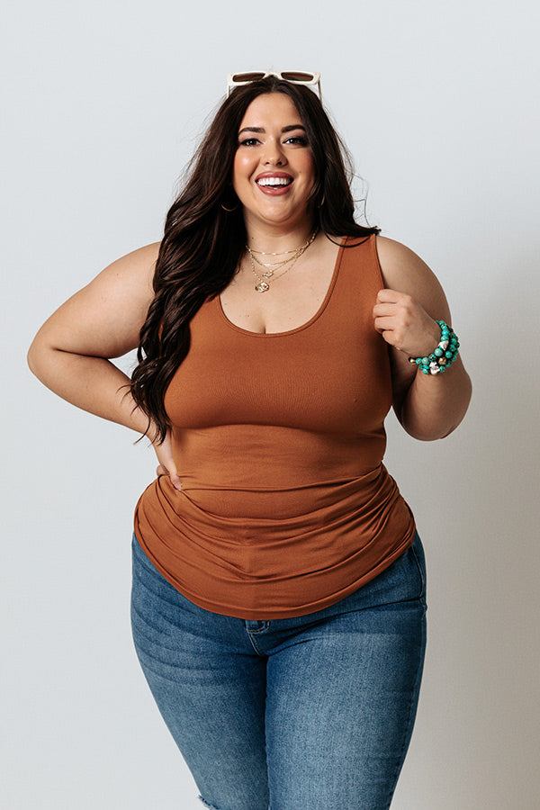 Basic Instincts Seamless Tank In Copper Curves-Beginning Fashion