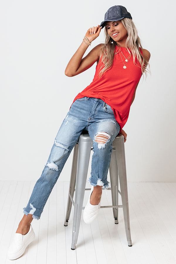 Backyard BBQ Shift Tank In Red-Beginning Fashion