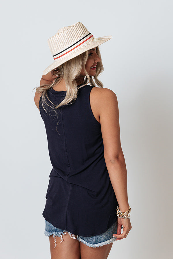 Backyard BBQ Shift Tank In Navy-Beginning Fashion