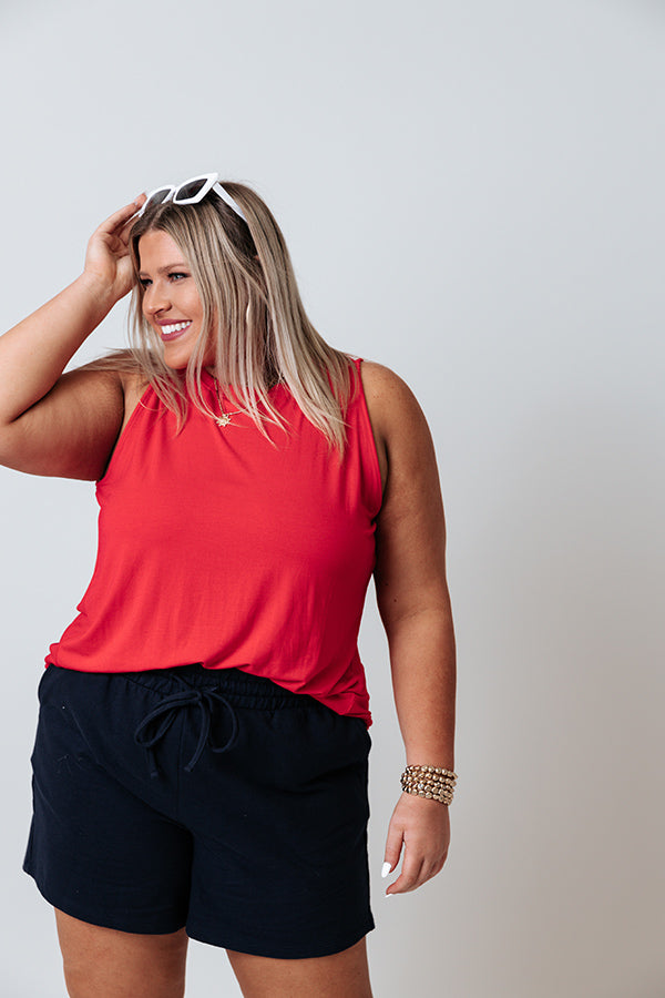 Backyard BBQ Shift Tank In Red Curves-Beginning Fashion