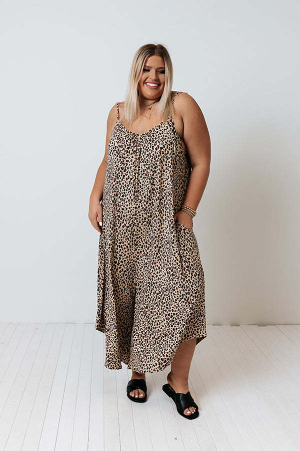 Coffee And Conversation Leopard Jumpsuit   Curves-Beginning Fashion