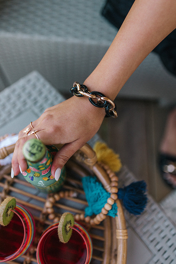 Chic On Command Link Bracelet In Black-Beginning Fashion