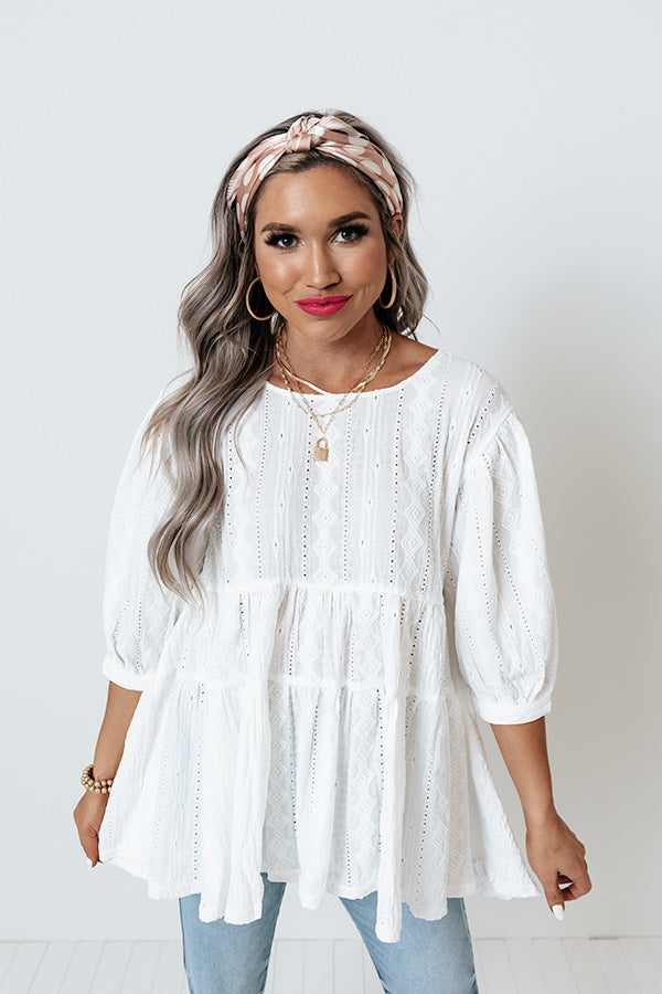 Bright Feeling Babydoll Top In White-Beginning Fashion