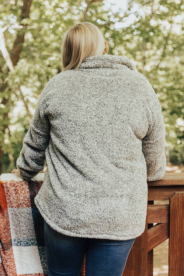 Fireside Crackle Sherpa Pullover In Olive Curves-Beginning Fashion