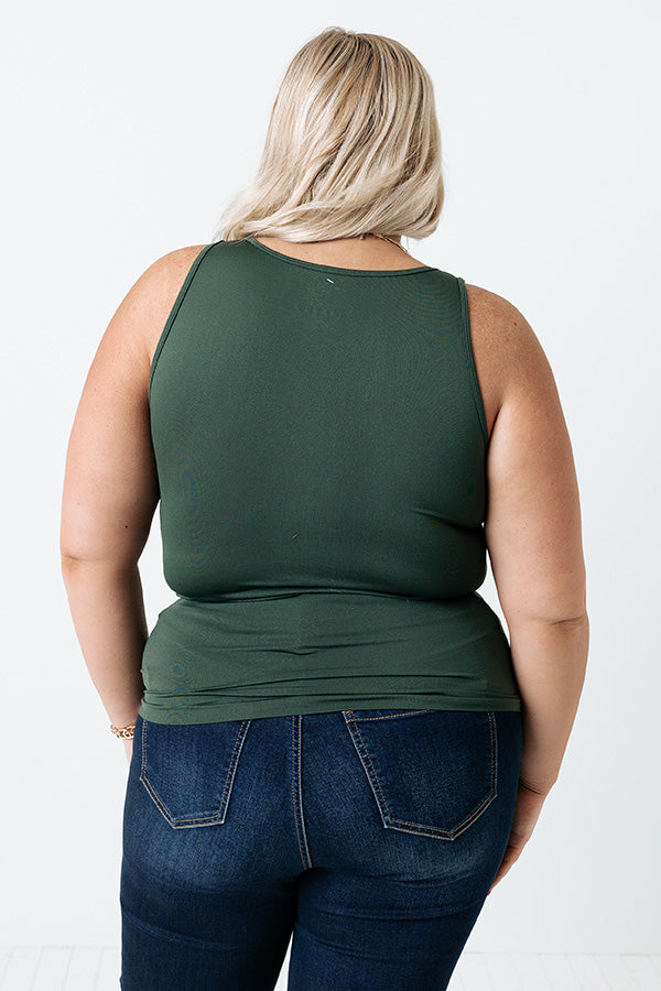 Basic Instincts Seamless Tank In Hunter Green Curves-Beginning Fashion