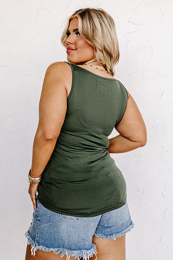 Basic Instincts Seamless Tank In Hunter Green Curves-Beginning Fashion