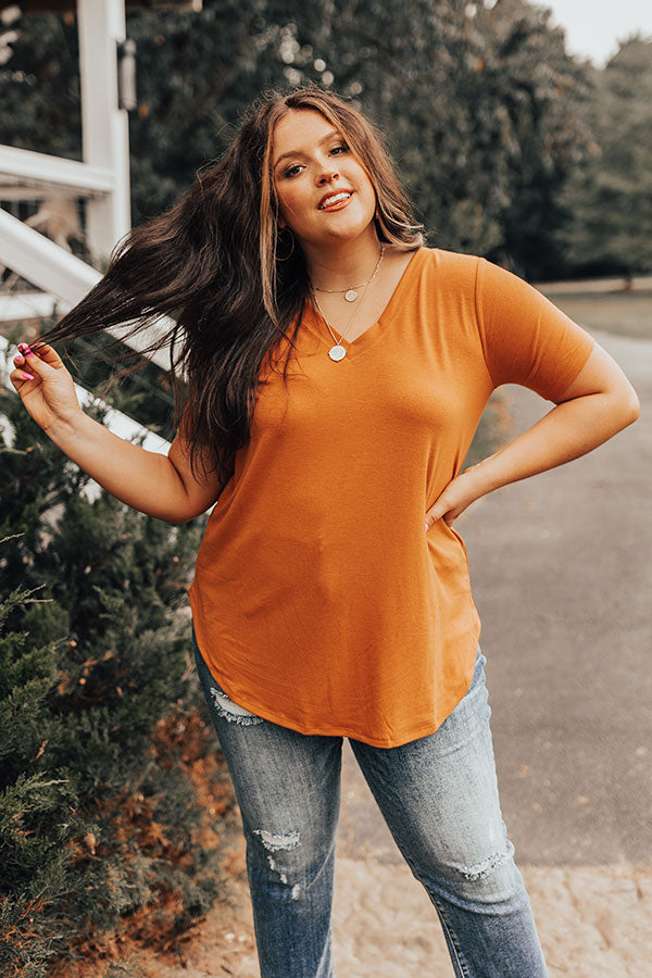 Back To My Roots Tee in Rust Curves-Beginning Fashion