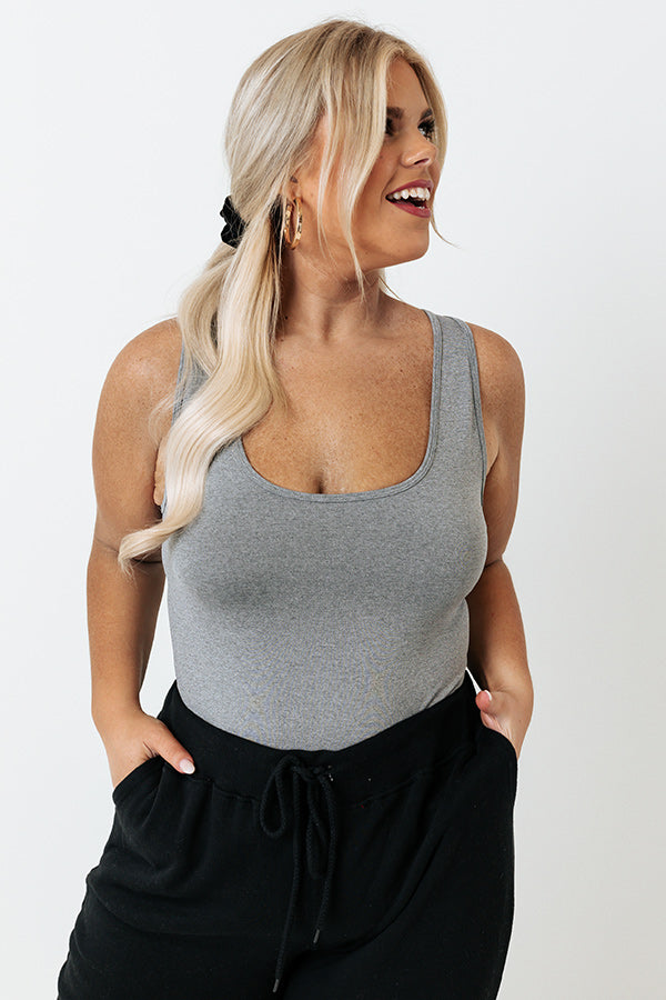 Basic Instincts Seamless Tank In Grey Curves-Beginning Fashion