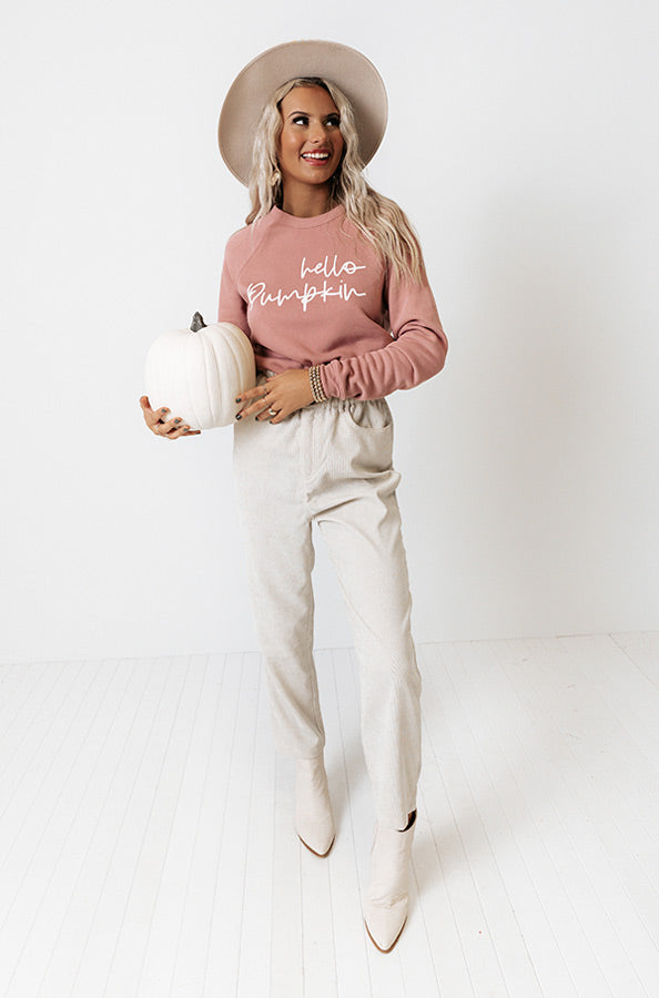 Hello Pumpkin Sweatshirt In Blush-Beginning Fashion