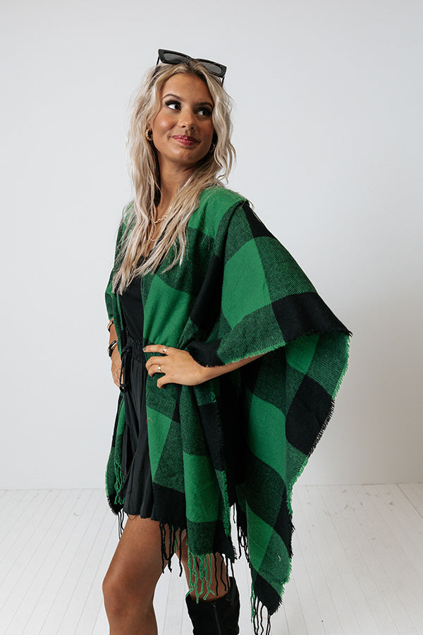 Big City Mood Buffalo Check Poncho-Beginning Fashion