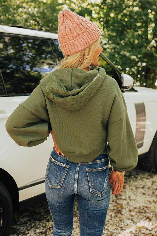 Charleston Cozy Hoodie In Army Green-Beginning Fashion