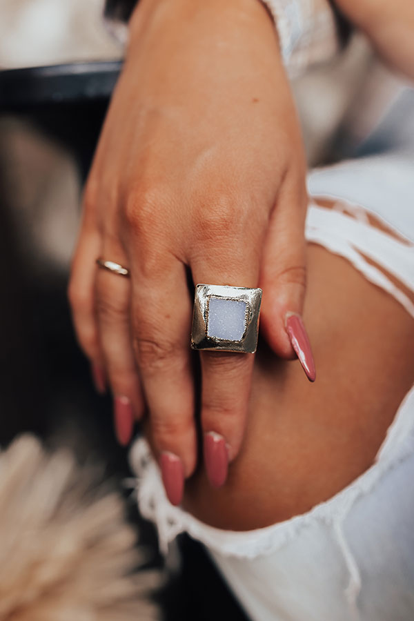 Buried Treasure Druzy Ring In White-Beginning Fashion