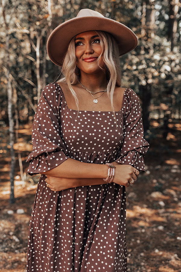 Dynasty Dreams Polka Dot Midi In Hazelnut-Beginning Fashion
