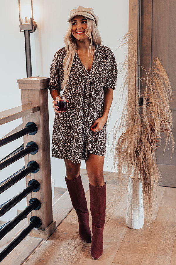 Forever Stylish Floral Dress in Chocolate-Beginning Fashion