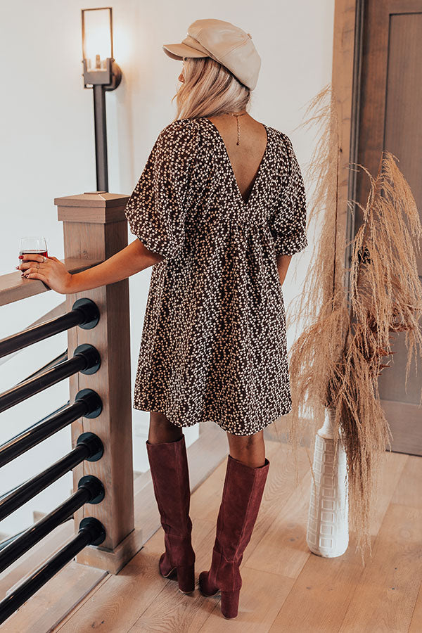 Forever Stylish Floral Dress in Chocolate-Beginning Fashion