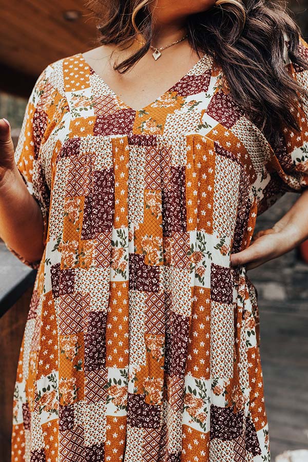 Forever Stylish Floral Dress in Cream Curves-Beginning Fashion