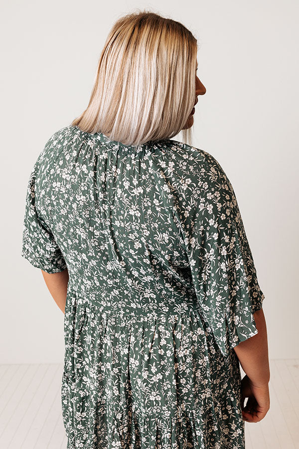 Boho In Soho Floral Shift Dress in Dark Pear Curves-Beginning Fashion