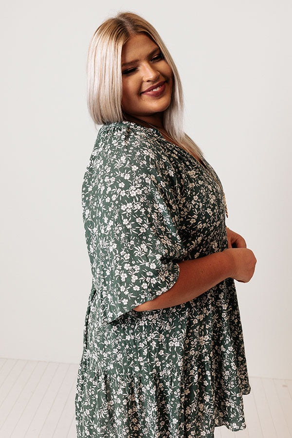 Boho In Soho Floral Shift Dress in Dark Pear Curves-Beginning Fashion