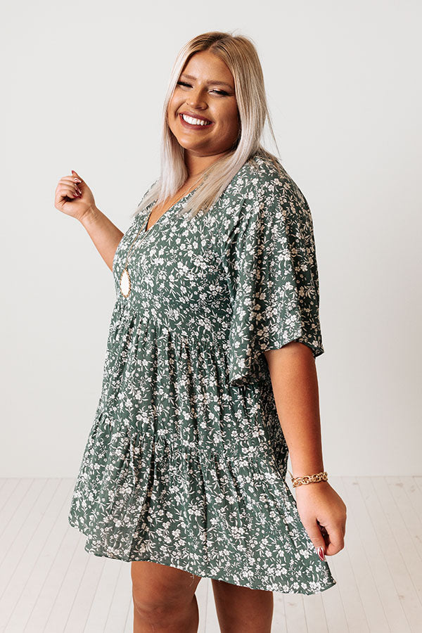 Boho In Soho Floral Shift Dress in Dark Pear Curves-Beginning Fashion