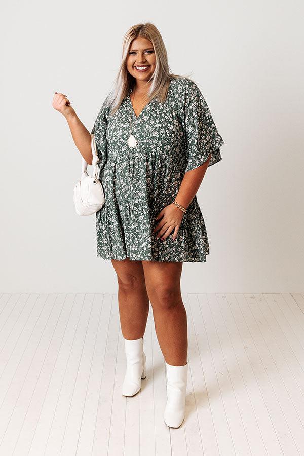 Boho In Soho Floral Shift Dress in Dark Pear Curves-Beginning Fashion