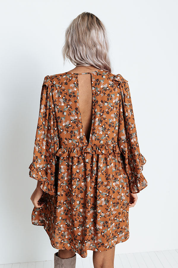 Downtown Dallas Floral Dress in Dark Camel-Beginning Fashion