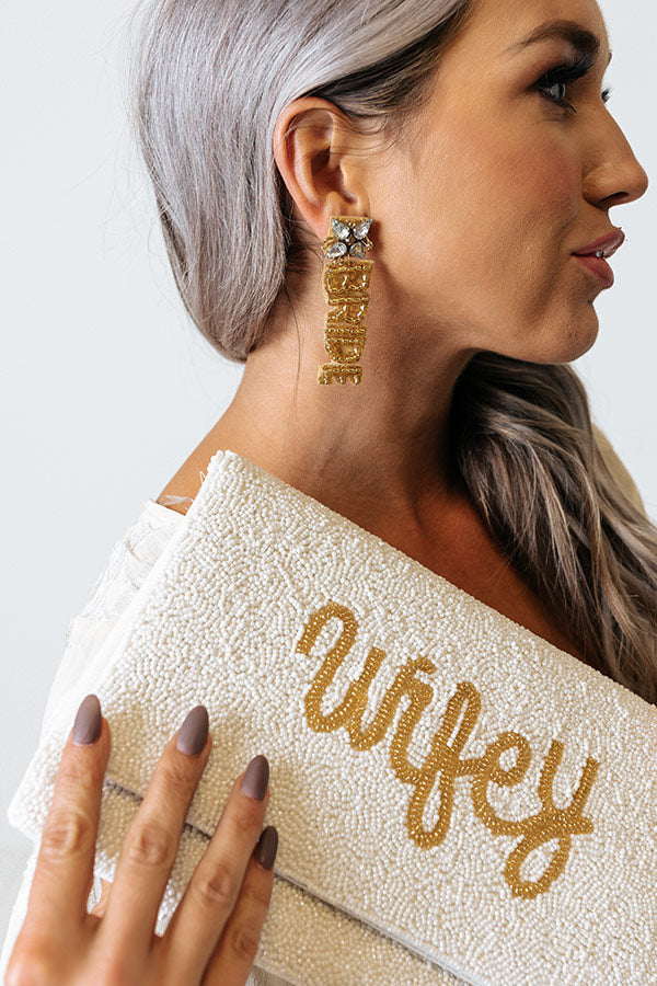 Bride Beaded Earrings In Gold-Beginning Fashion