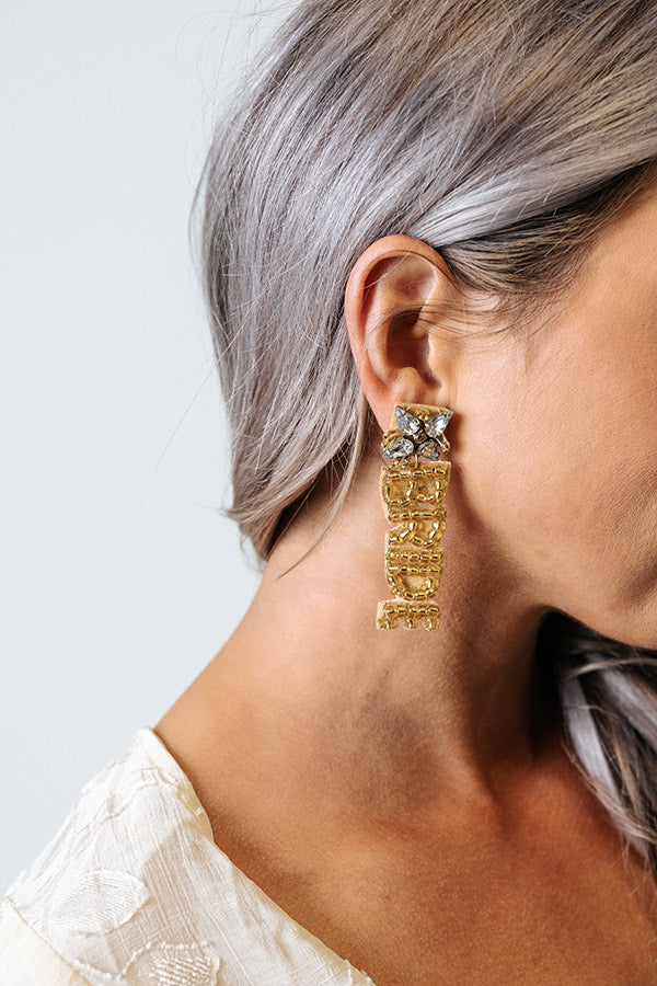 Bride Beaded Earrings In Gold-Beginning Fashion