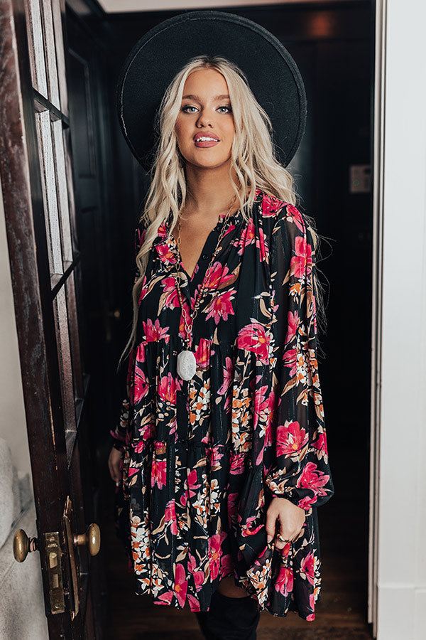 Broadway And Bubbly Floral Shift Dress-Beginning Fashion