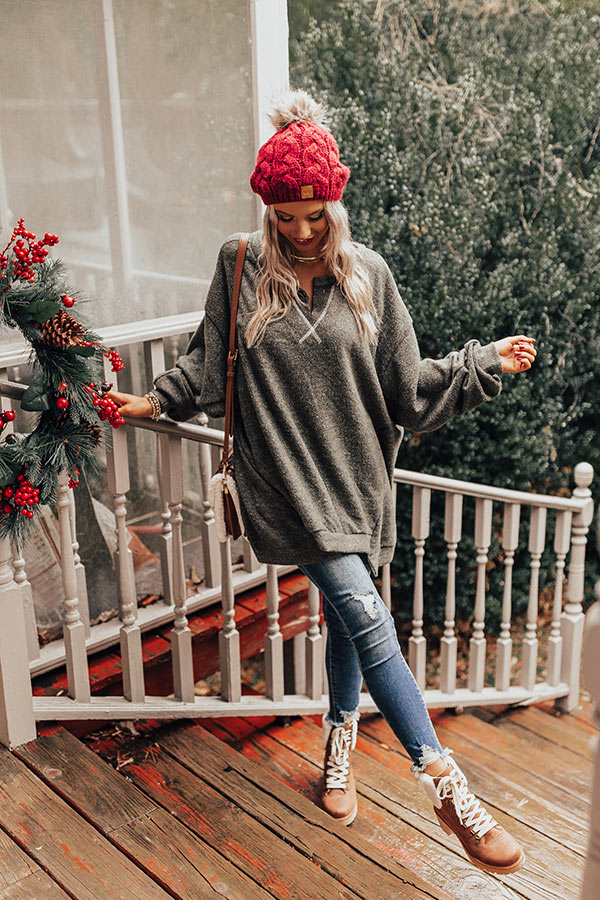 Brisk Stroll Tunic Sweatshirt in Deep Forest-Beginning Fashion