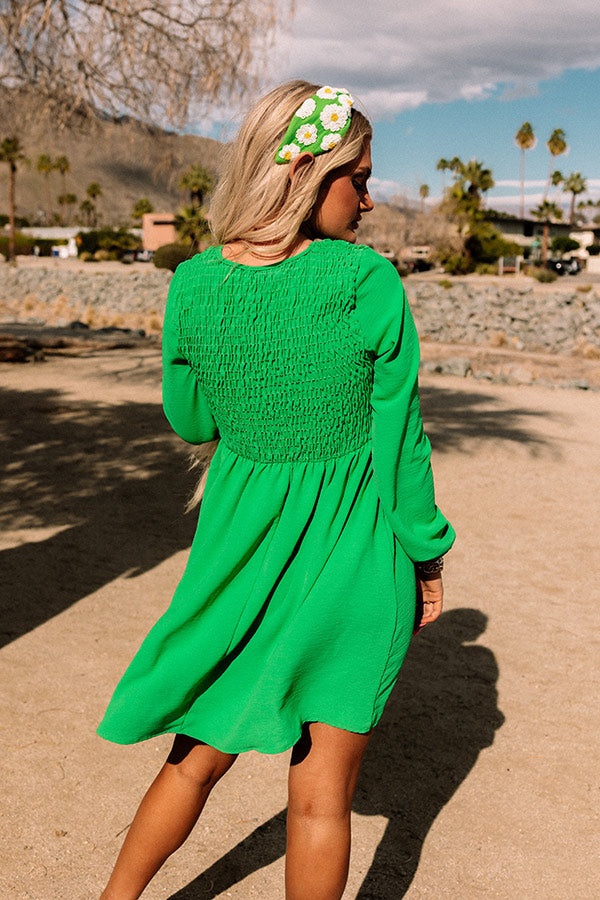 For A Season Smocked Dress in Green-Beginning Fashion