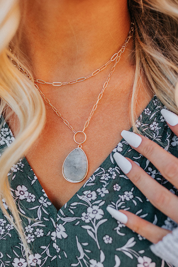 Get The Scoop Semi Precious Layered Necklace In Dark Grey-Beginning Fashion