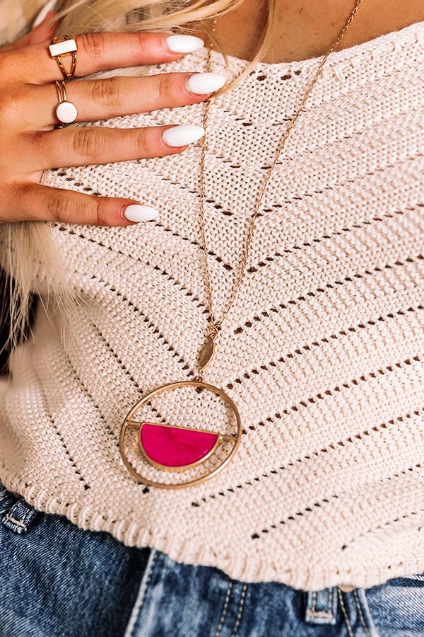 Courage Within Semi Precious Necklace In Fuchsia-Beginning Fashion