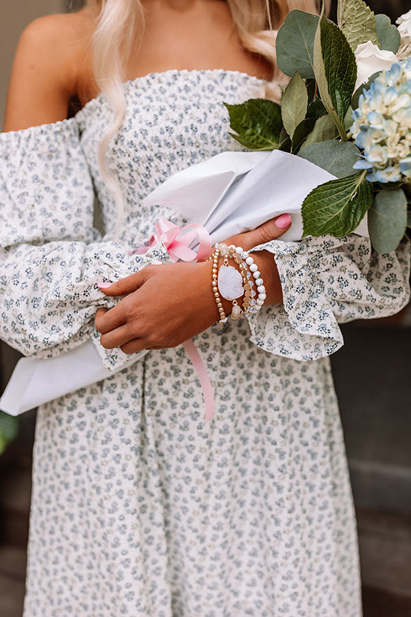 Champagne Secrets Druzy Stone Bracelet Set In White-Beginning Fashion