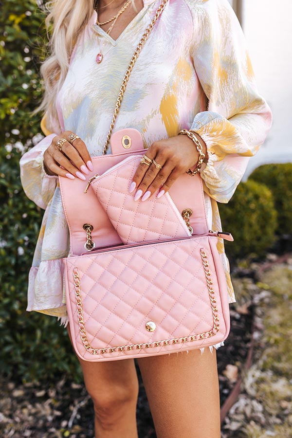 Glam Or Nothing Faux Leather Crossbody In Blush-Beginning Fashion
