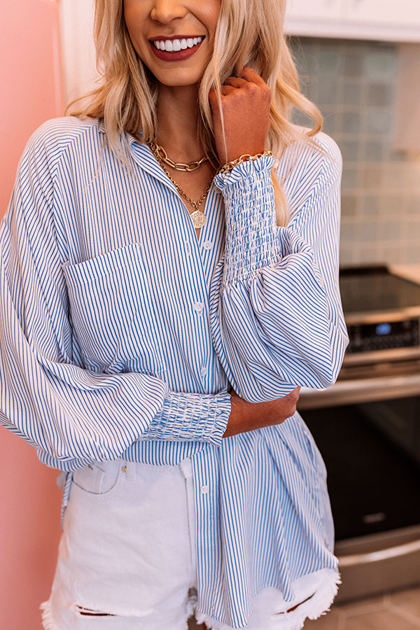 Class And Charm Stripe Button Up Top-Beginning Fashion