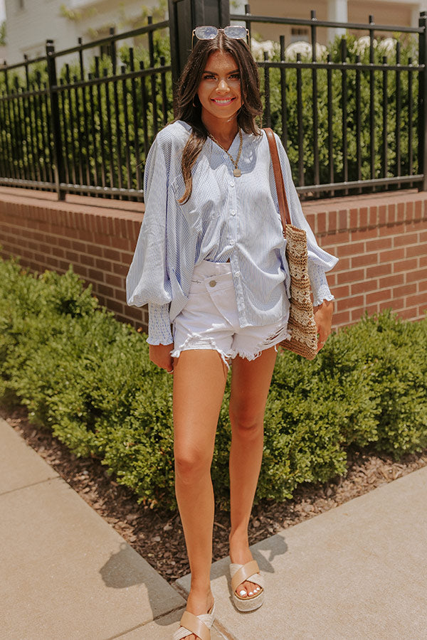 Class And Charm Stripe Button Up Top-Beginning Fashion