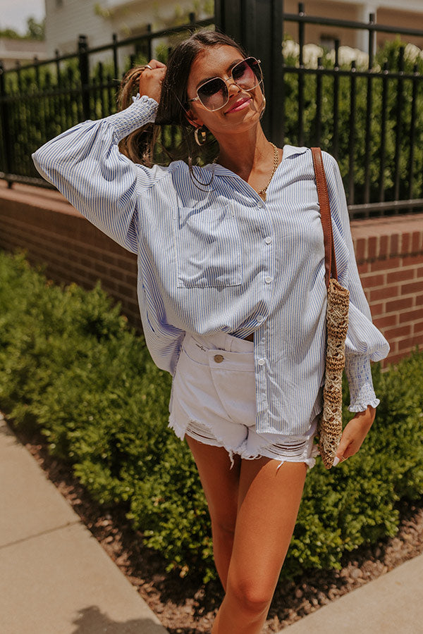 Class And Charm Stripe Button Up Top-Beginning Fashion