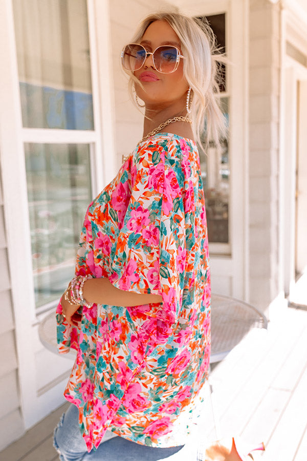 Beach Hustle Floral Shift Tunic In Peach-Beginning Fashion