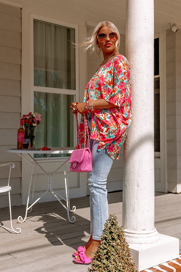 Beach Hustle Floral Shift Tunic In Peach-Beginning Fashion