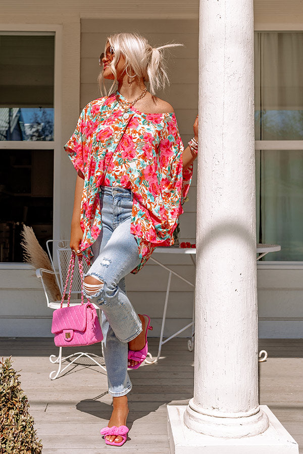 Beach Hustle Floral Shift Tunic In Peach-Beginning Fashion