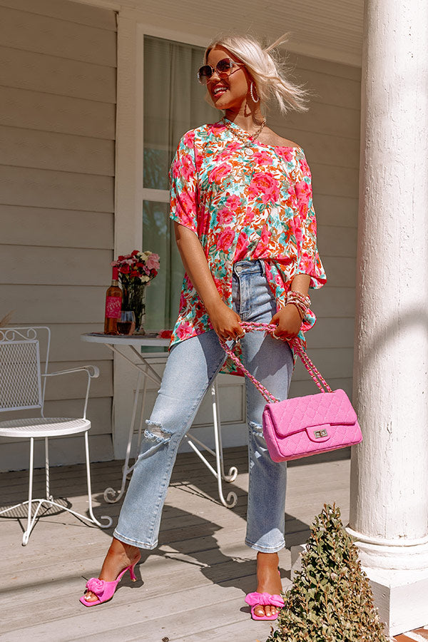 Beach Hustle Floral Shift Tunic In Peach-Beginning Fashion