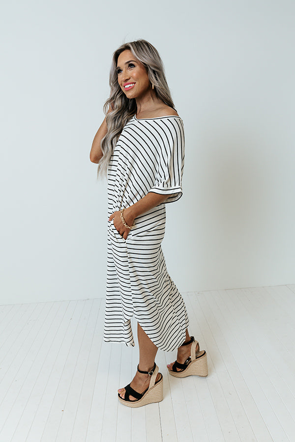 Beachside Stroll Stripe Midi In Ivory-Beginning Fashion