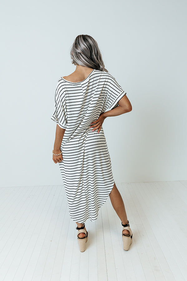Beachside Stroll Stripe Midi In Ivory-Beginning Fashion